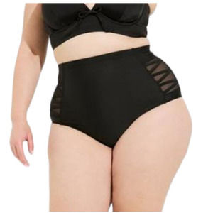 Torrid 2 lattice mesh inset high-rise waist swim bikini bottom SW 5070